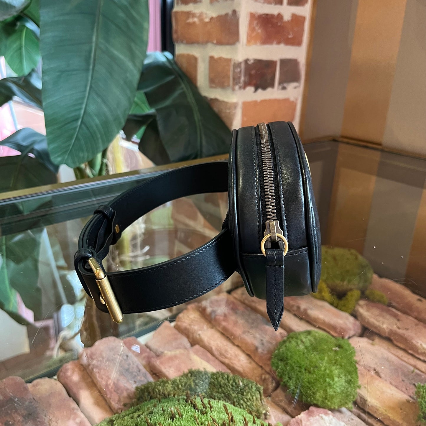 GUCCI GG Marmont Black Calfskin Matelasse Belt Bag 65/26(SZ00)