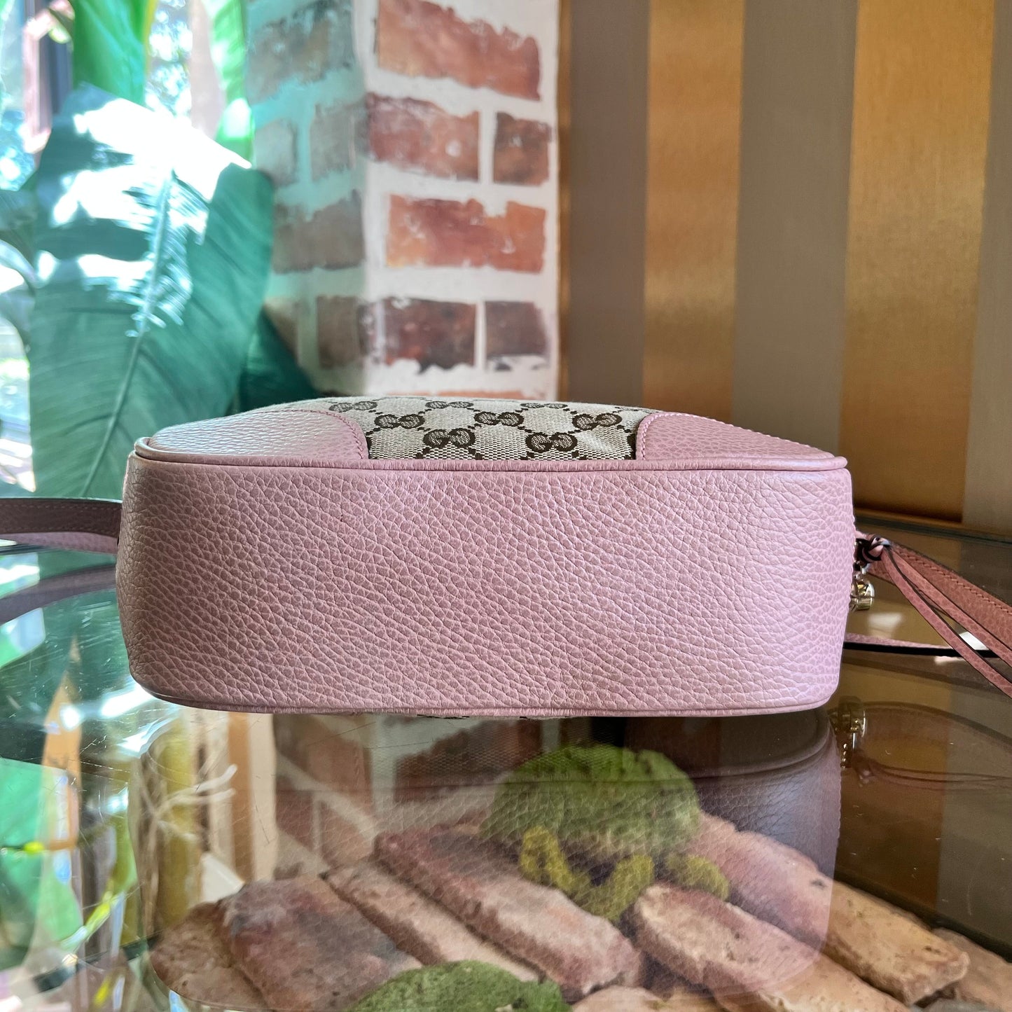 GUCCI Bree Pink GG Monogram Canvas Crossbody Bag TS3918