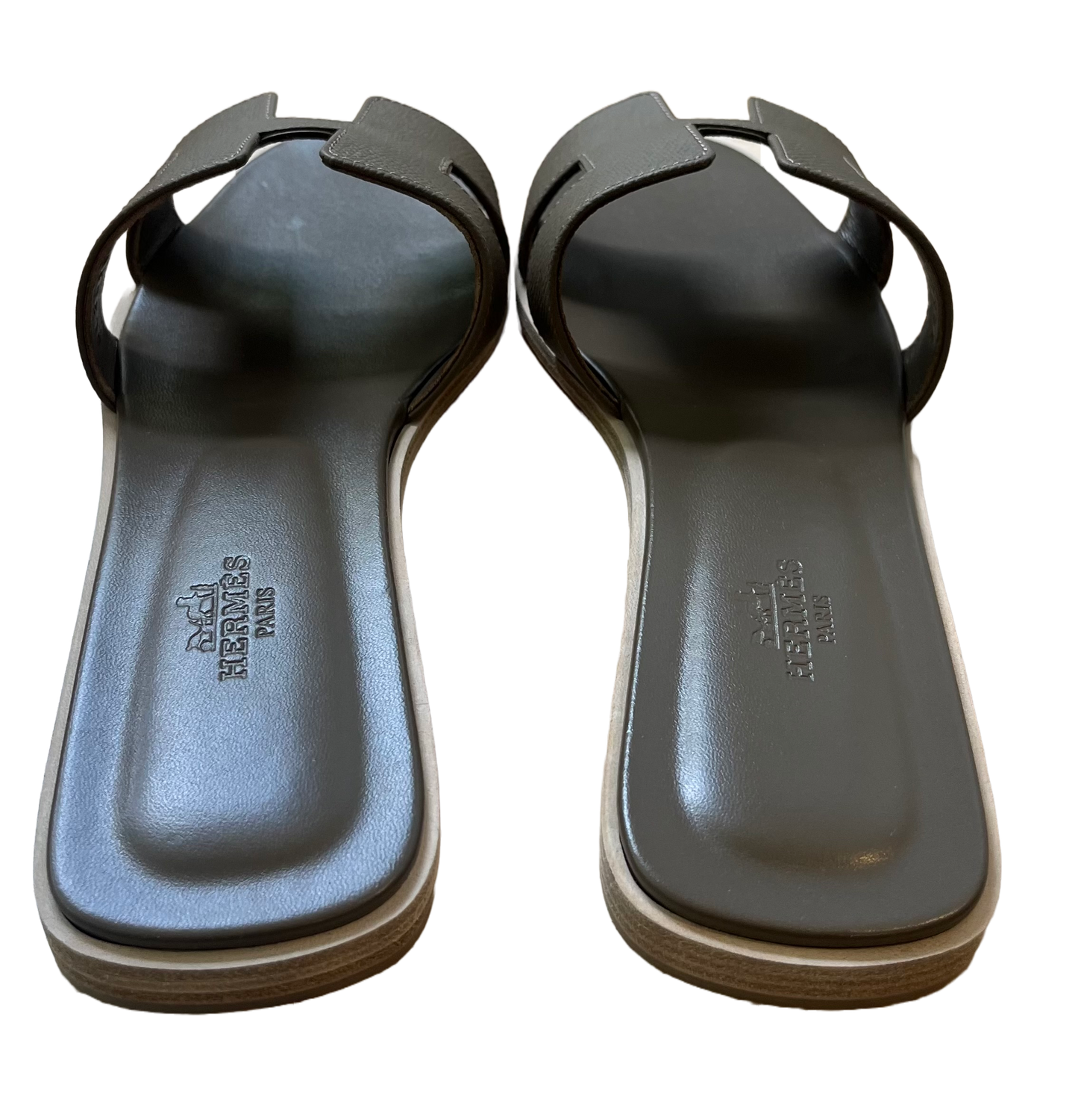 Hermes Oran Epsom Leather Sandals, Etoupe
