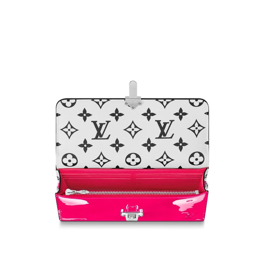 Louis Vuitton Cherrywood Chain Wallet Patent Leather Monogram Berlingot Pink
