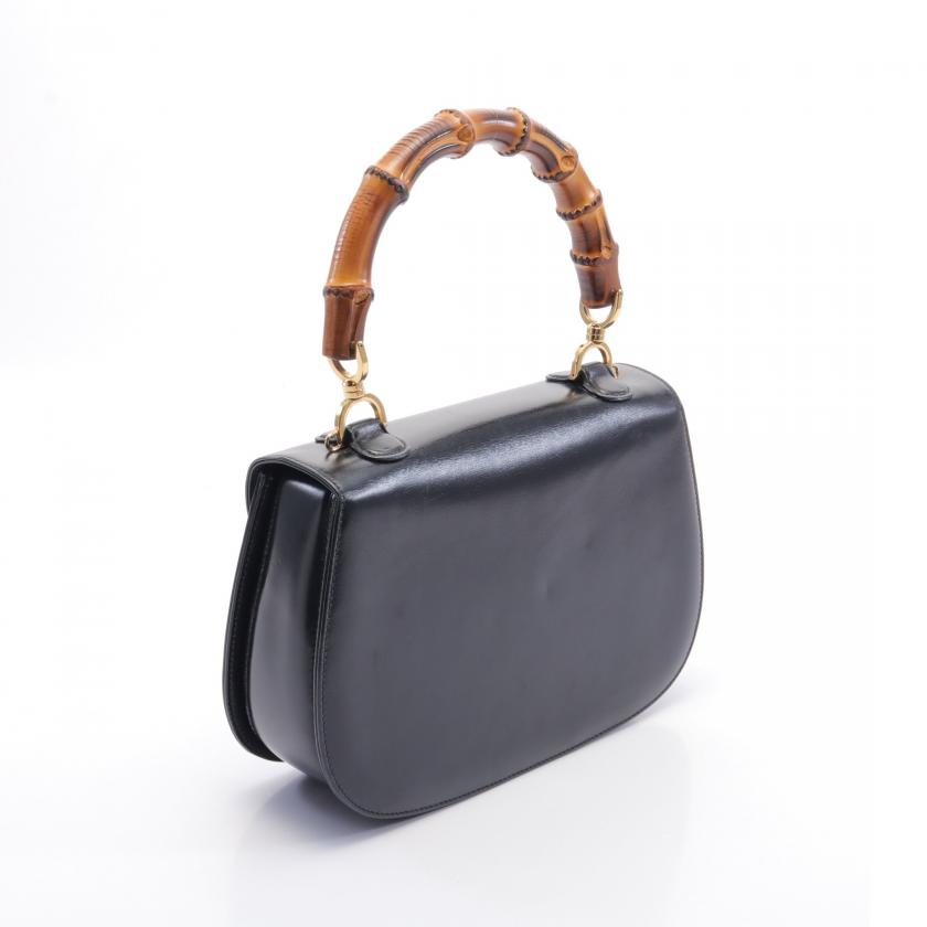 Gucci Bamboo Handbag Leather Black