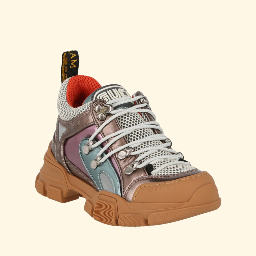 Gucci Flashtrek Metallic Leather Sneakers,