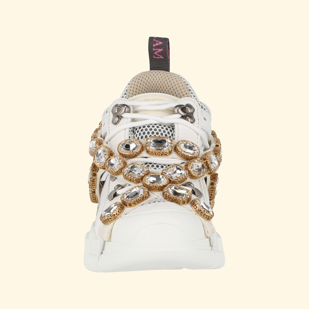 Gucci Flashtrek Chunky Leather Sneakers, White,