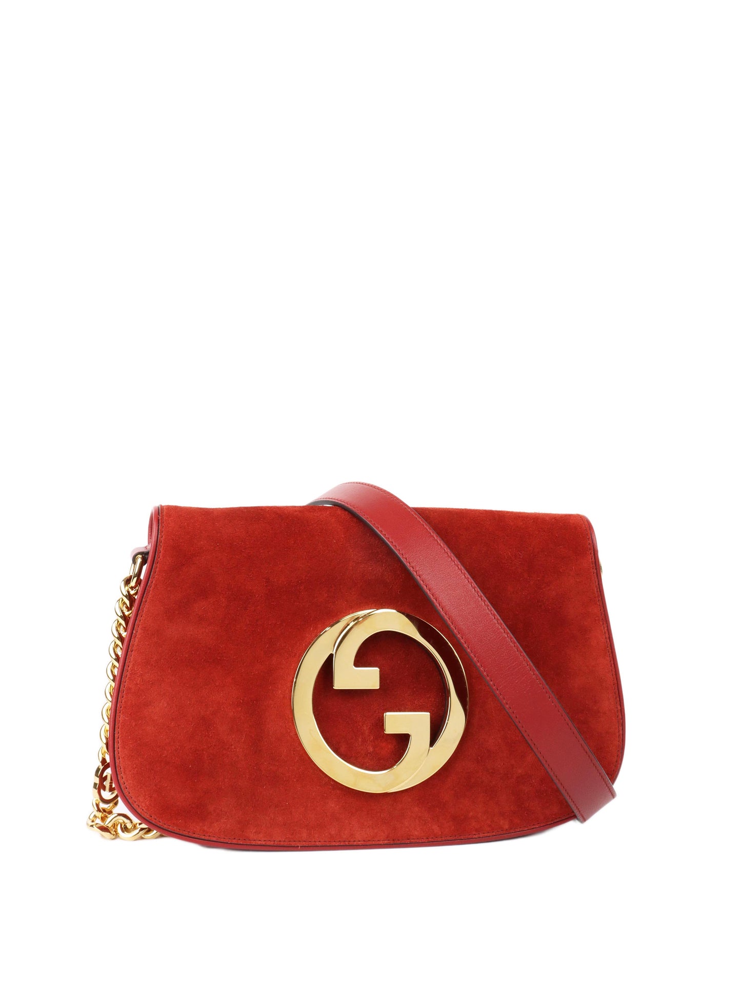 Gucci Blondie Red Suede Shoulder Bag.