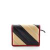 GUCCI Vintage Effect Calfskin Matelasse Diagonal Torchon GG Marmont Card Case in Black and Beige
