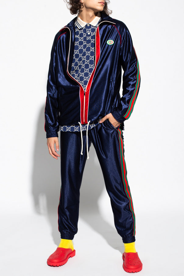 Gucci Web Tech Jersey Pants in Navy