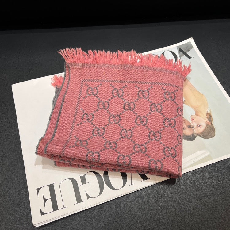 Gucci Scarf Pink-Grey Silk Monogram