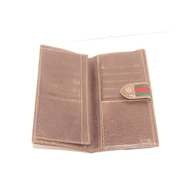 Gucci Brown G Printed Green Stripe Xl W Collection Continental Sherry Wallet