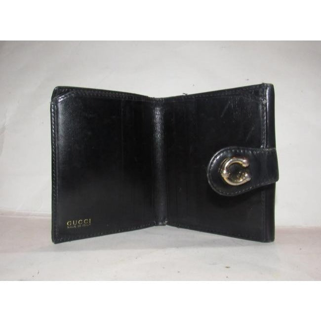 Gucci Navy Leather Exterior With Red Leather Lining And Gold Horseshoe Accent Vintage Walletdesigner