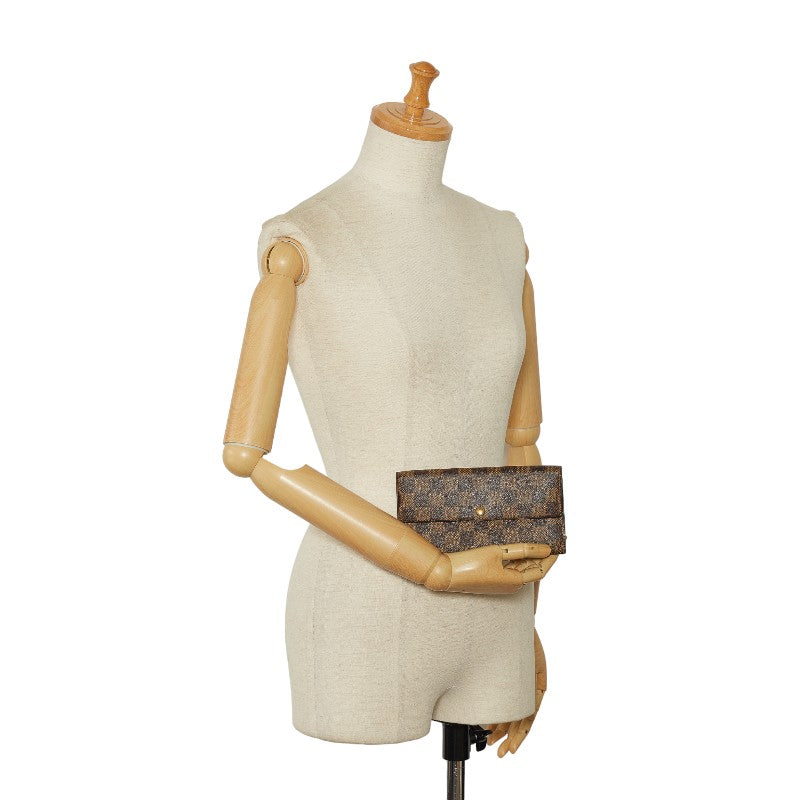 Louis Vuitton Damiere Portfolio Sarah Long Wallet N61734 Brown PVC Leather  Louis Vuitton Long Wallet