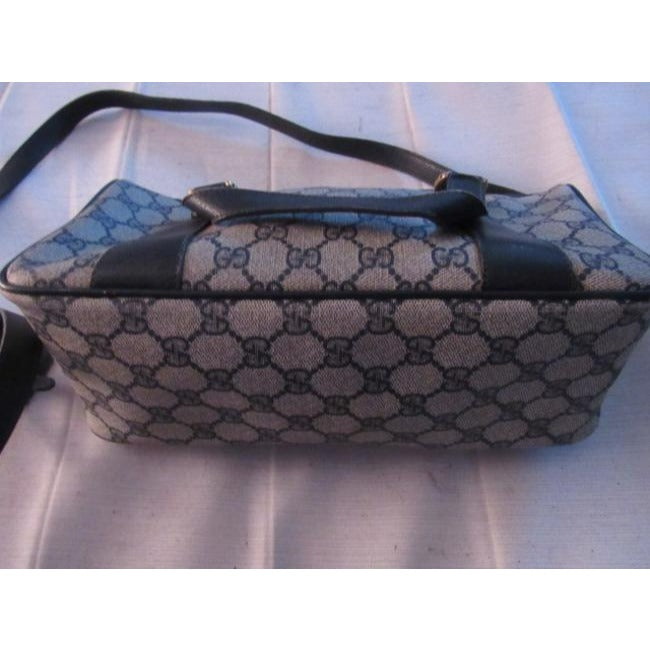 Gucci Speedy W Two Way Red Blue Accent Blue Guccissima Print Leather And Coated Canvas Satchel