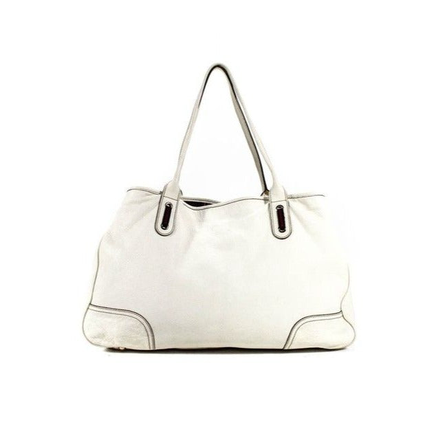 Gucci White Leather Princy Satchel W Red & Green Striped Accents