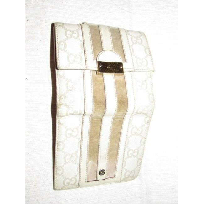 Gucci Guccissma Print Taupe Brown Leather Wallet