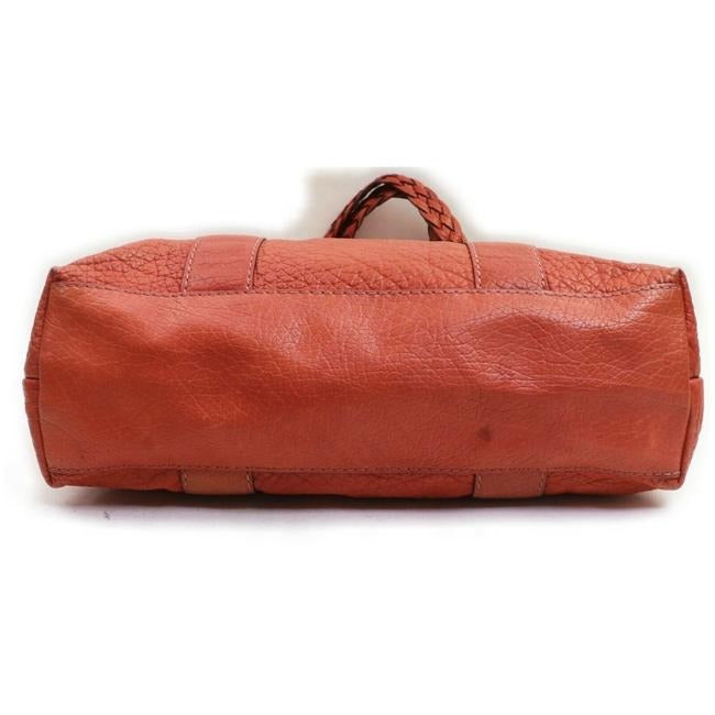 Gucci Orange Leather Bamboo Bar Satchel W Chrome Accents