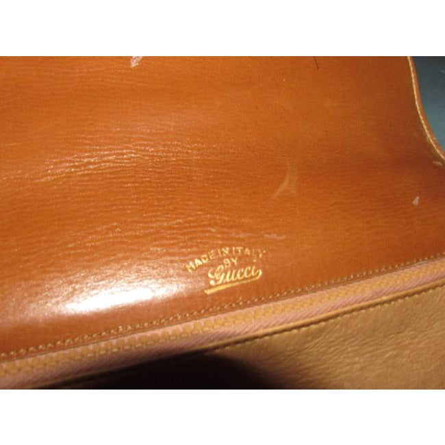 Gucci Vintage Caramel Leather With Tortoise Shell Lucite Bakelite And Gold Accent