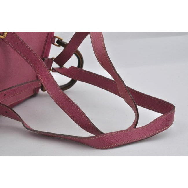 Gucci Suede Leather With Handle Fuchsia Gold Bamboo Suede And Leather Backpack