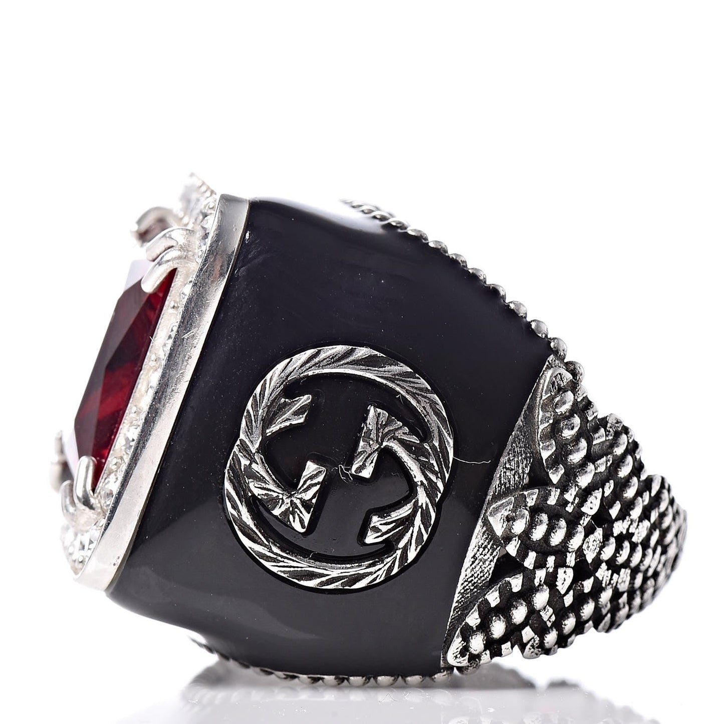 Gucci GG Crystal-embellished Signet Ring in Red