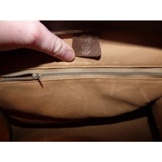 Gucci Large Logo Print Satcheldesigner Purses Shades Of Brown With Red And Green Coated Canvas And L