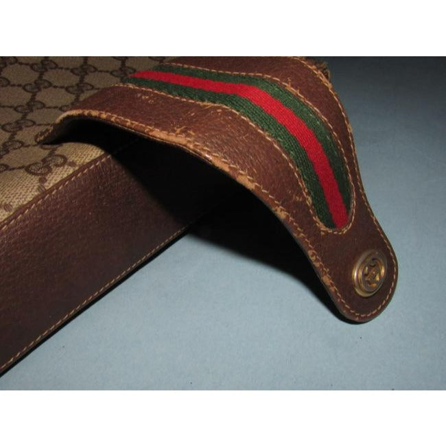 Gucci Vintage Accessory Collection Pursesdesigner Purses Brown Large G Logo Print Coated Canvasleath