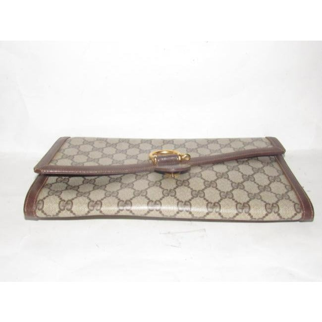 Gucci Vintage Pursesdesigner Purses Large G Logo Print Coated Canvas And Leather In Browns Clutch