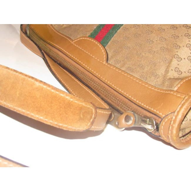 Gucci Vintage Pursesdesigner Purses Brown Small G Logo Print Fabric And Camel Leather With Redgreen