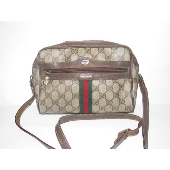 Gucci Vintage Pursesdesigner Purses Shades Of Brown Large G Logo Print Coated Canvas And Leather Wit