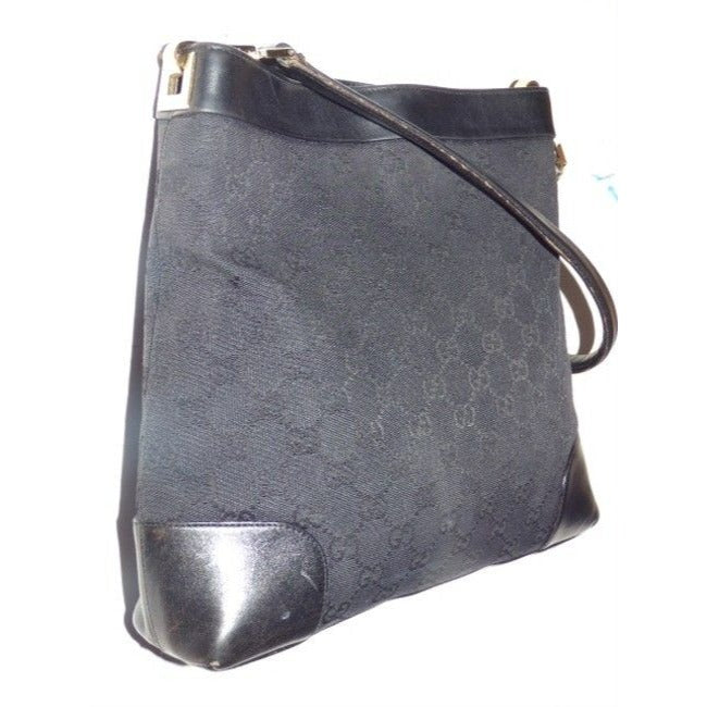 Gucci Gg Supreme Shoulder Guccissima Top Handle Black G Logo Print Leather Canvas Hobo