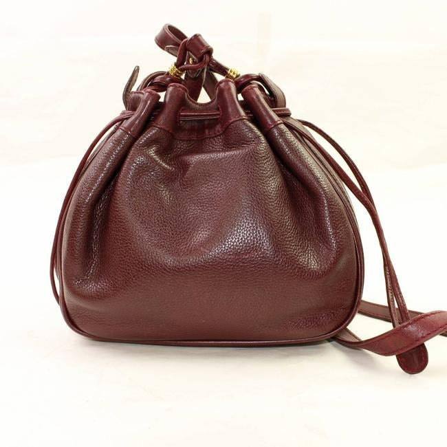 Gucci Bucket Bag Drawstring Burgundy Leather Satchel