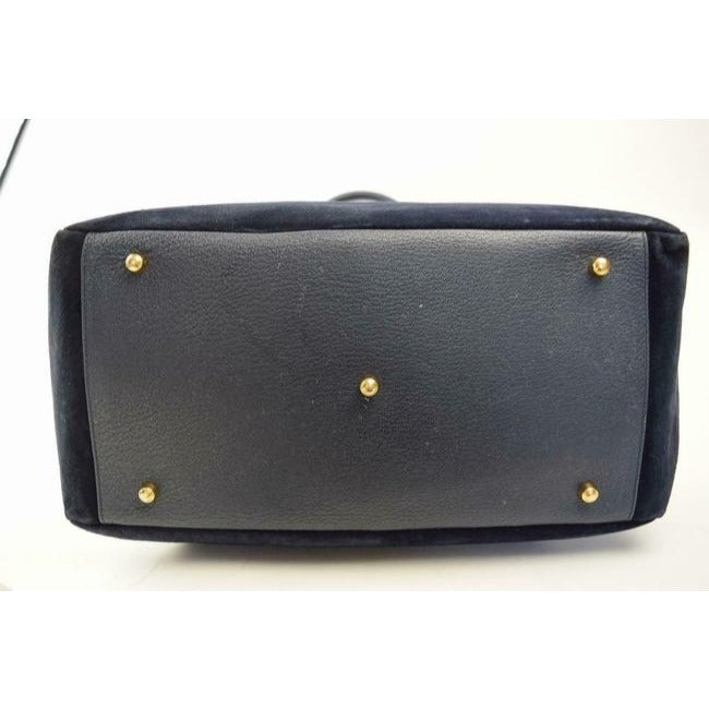 Gucci Xl Satchel Slate Blue Suede And Leather Tote