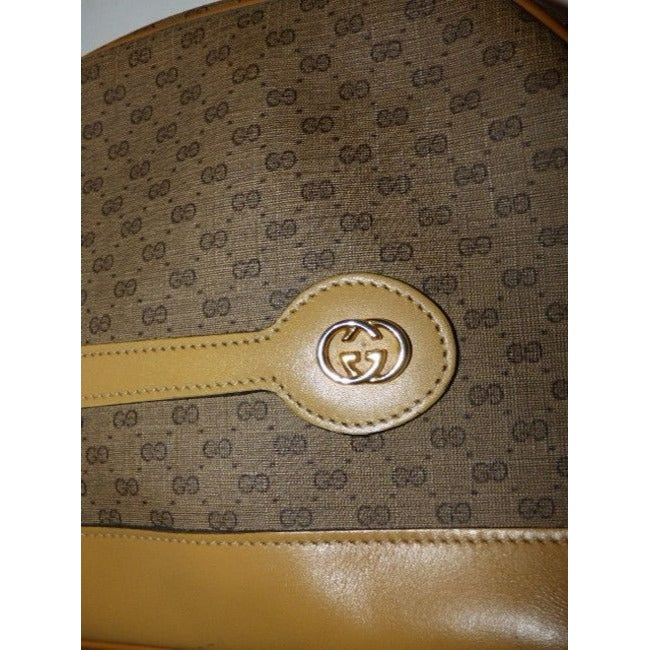 Gucci Vintage Purses Shades Of Brown Leather Coated Canvas Cross Body Bag