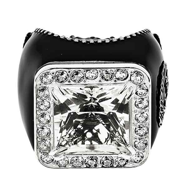 Gucci GG Crystal-embellished Signet Ring in White