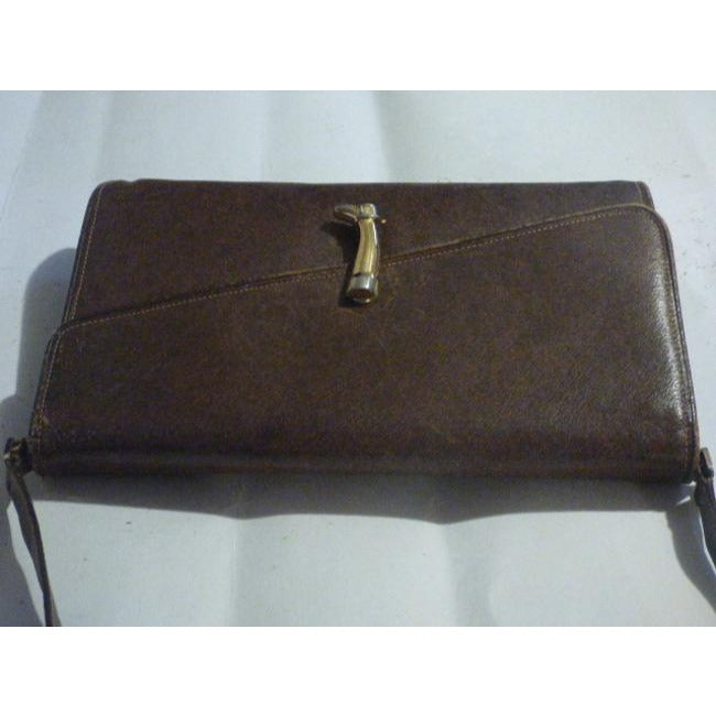 Gucci Vintage Brown Leather With Bold Gold Boot Clasp Shoulder Bag