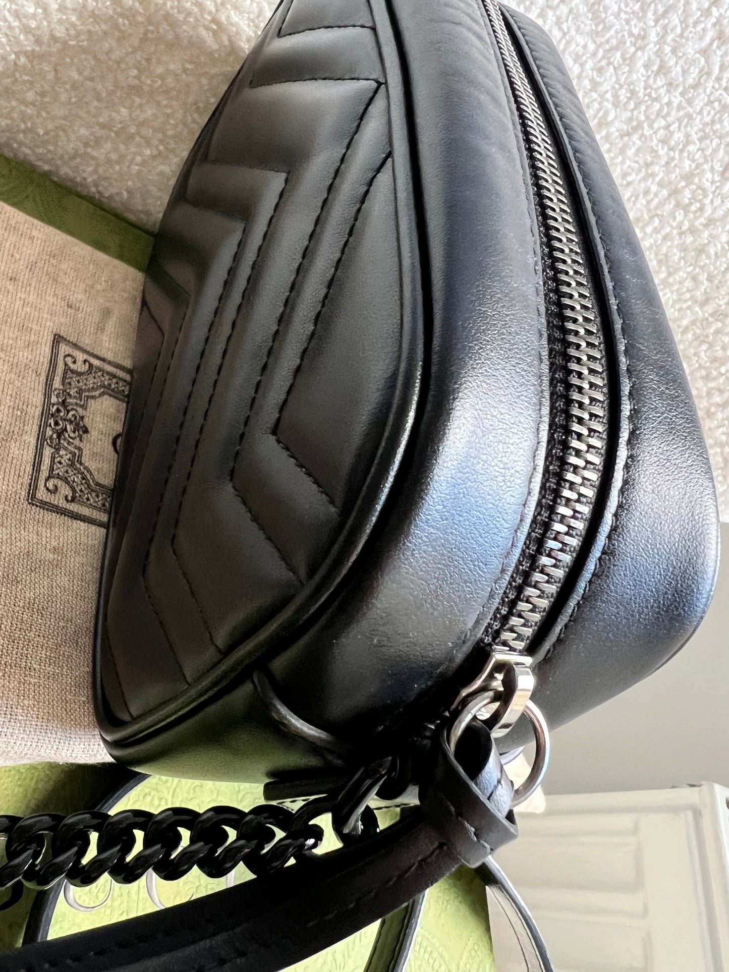 Gucci GG Black on Black Marmont Mini Shoulder Bag (RRP £1,160)