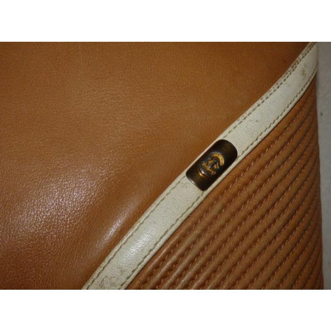 Gucci Vintage Camel Leather With Ivory Accents Satchel