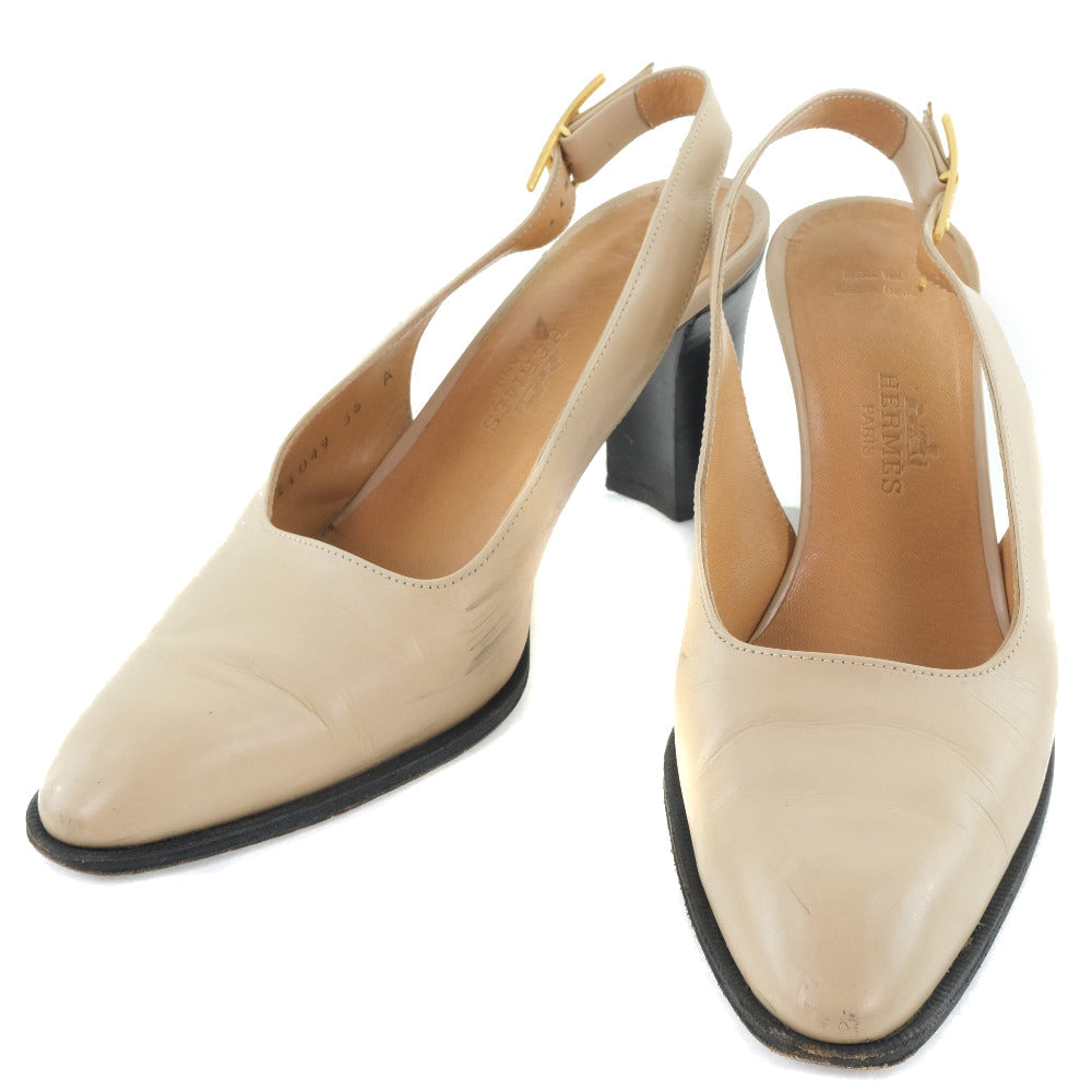 HERMES pumps Calfskin beige Women 36EF Used