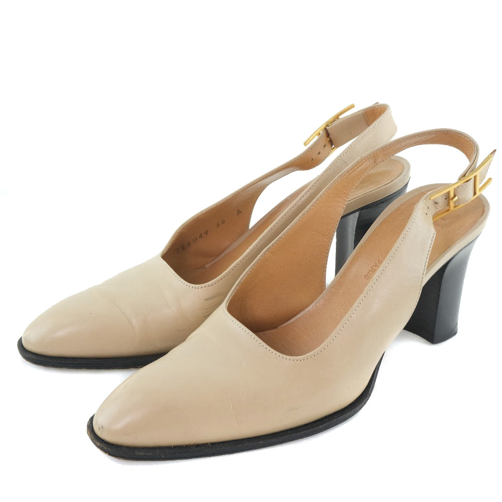 HERMES pumps Calfskin beige Women 36EF Used