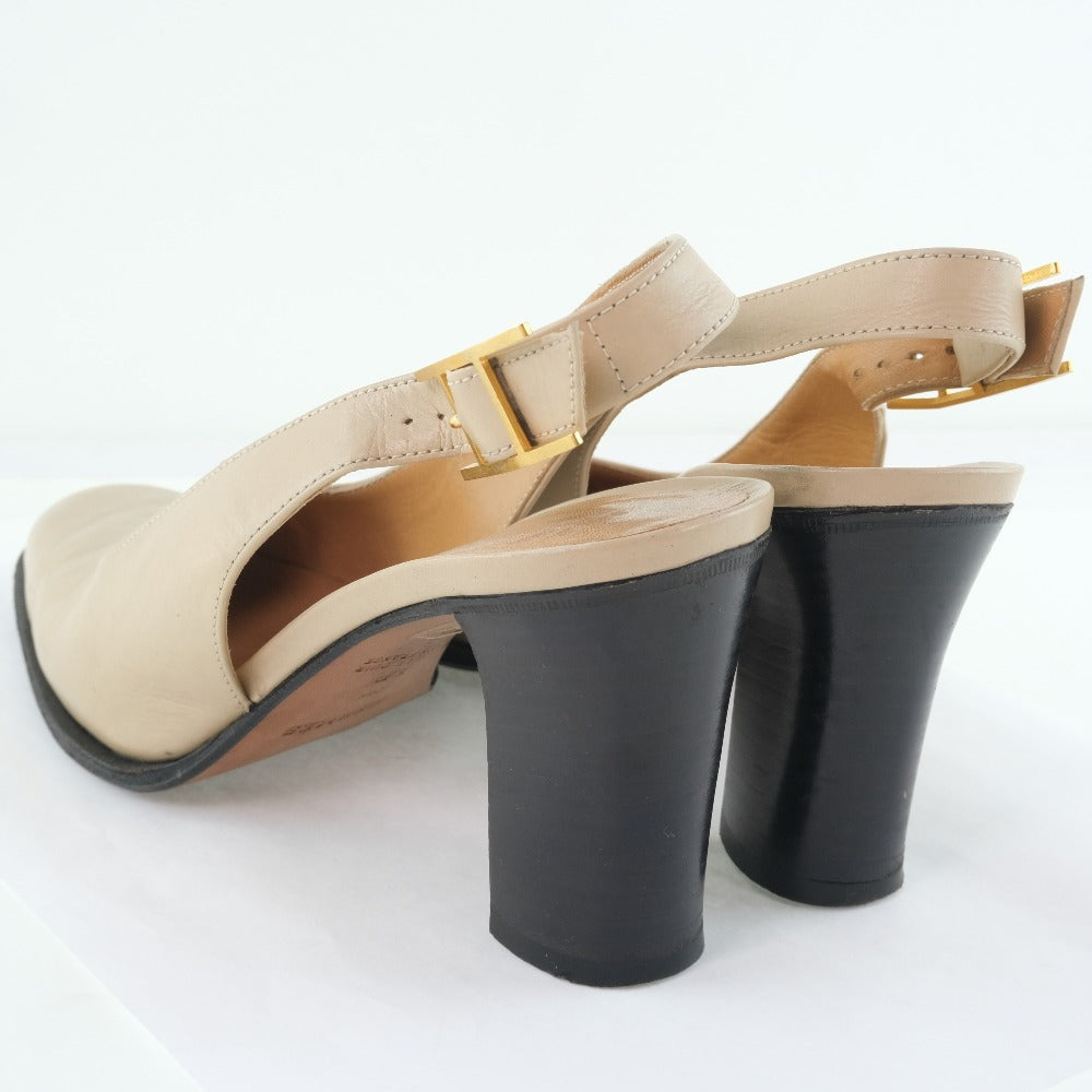 HERMES pumps Calfskin beige Women 36EF Used