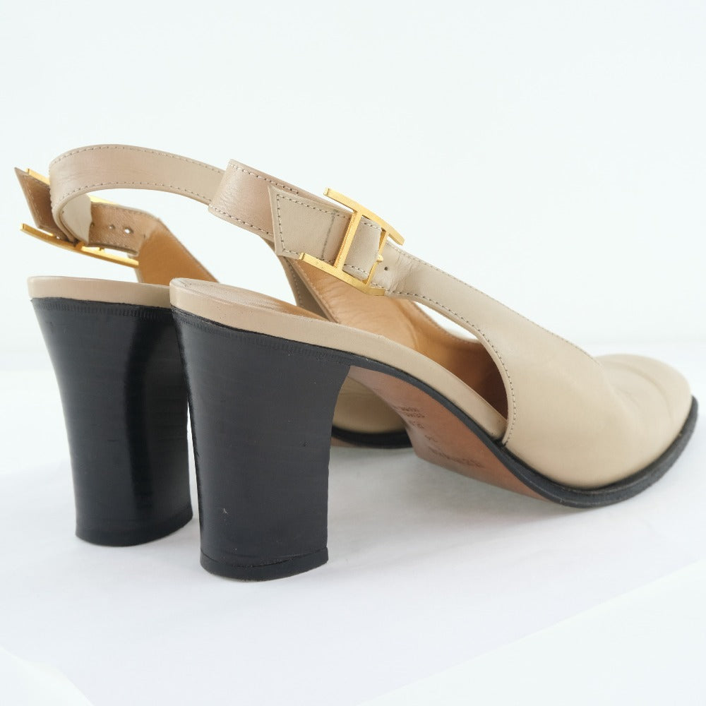 HERMES pumps Calfskin beige Women 36EF Used