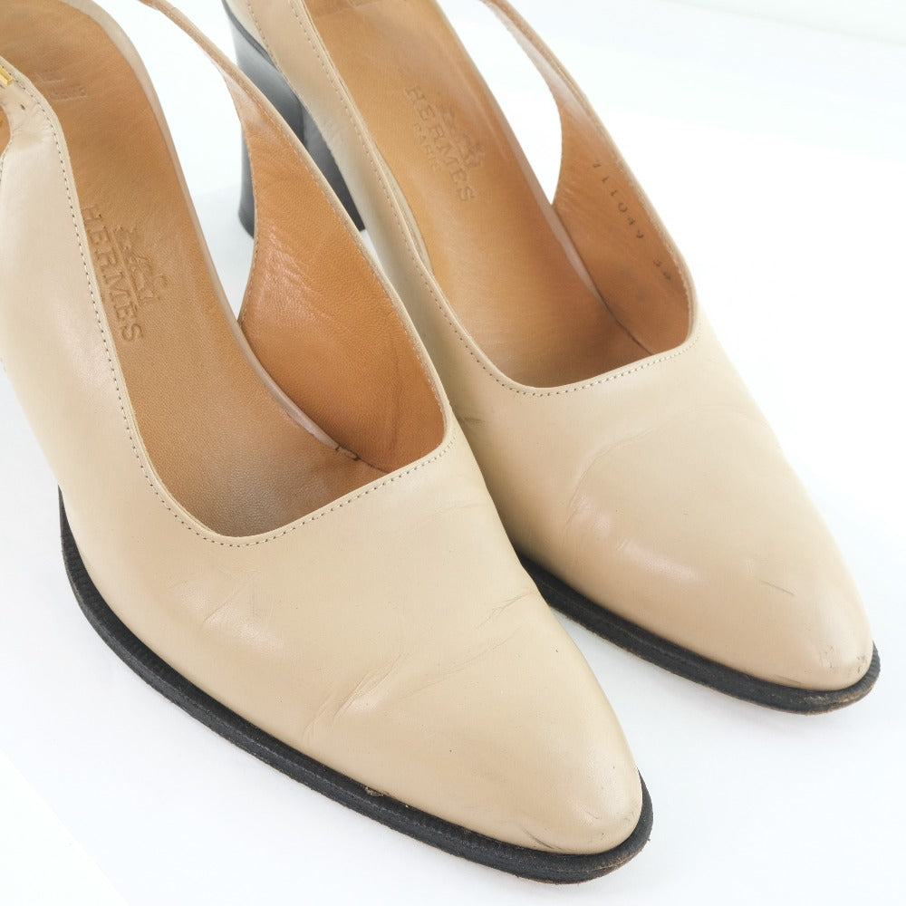 HERMES pumps Calfskin beige Women 36EF Used