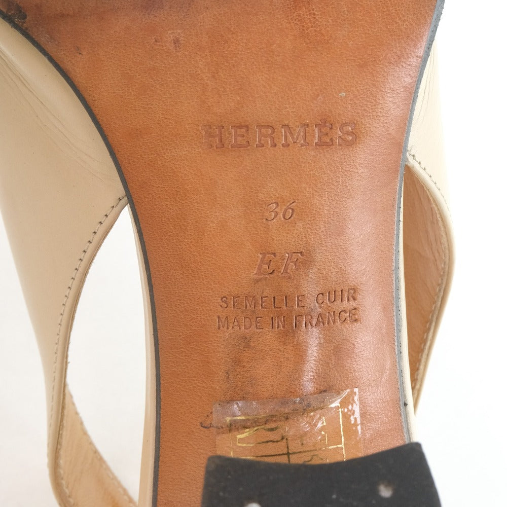 HERMES pumps Calfskin beige Women 36EF Used