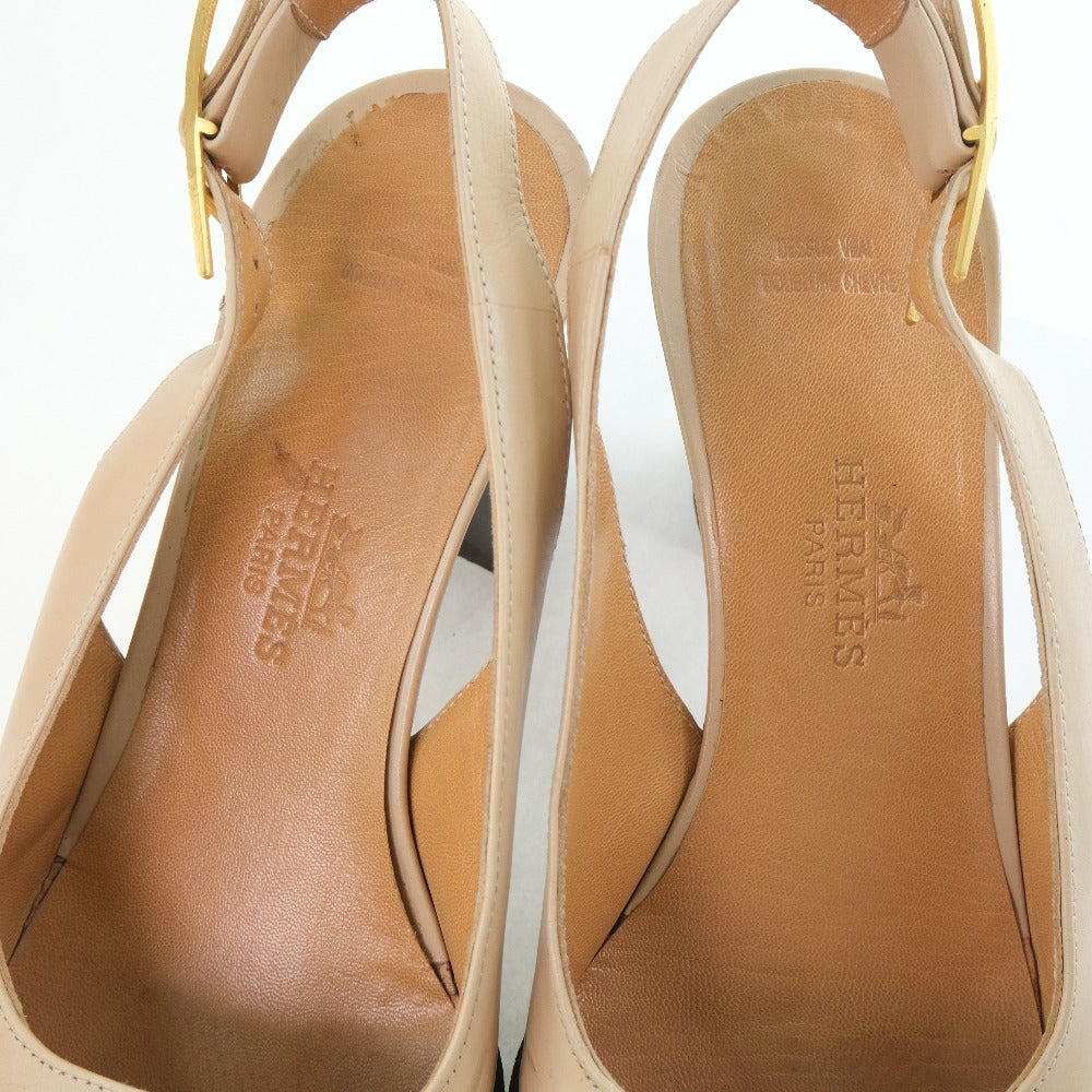 HERMES pumps Calfskin beige Women 36EF Used