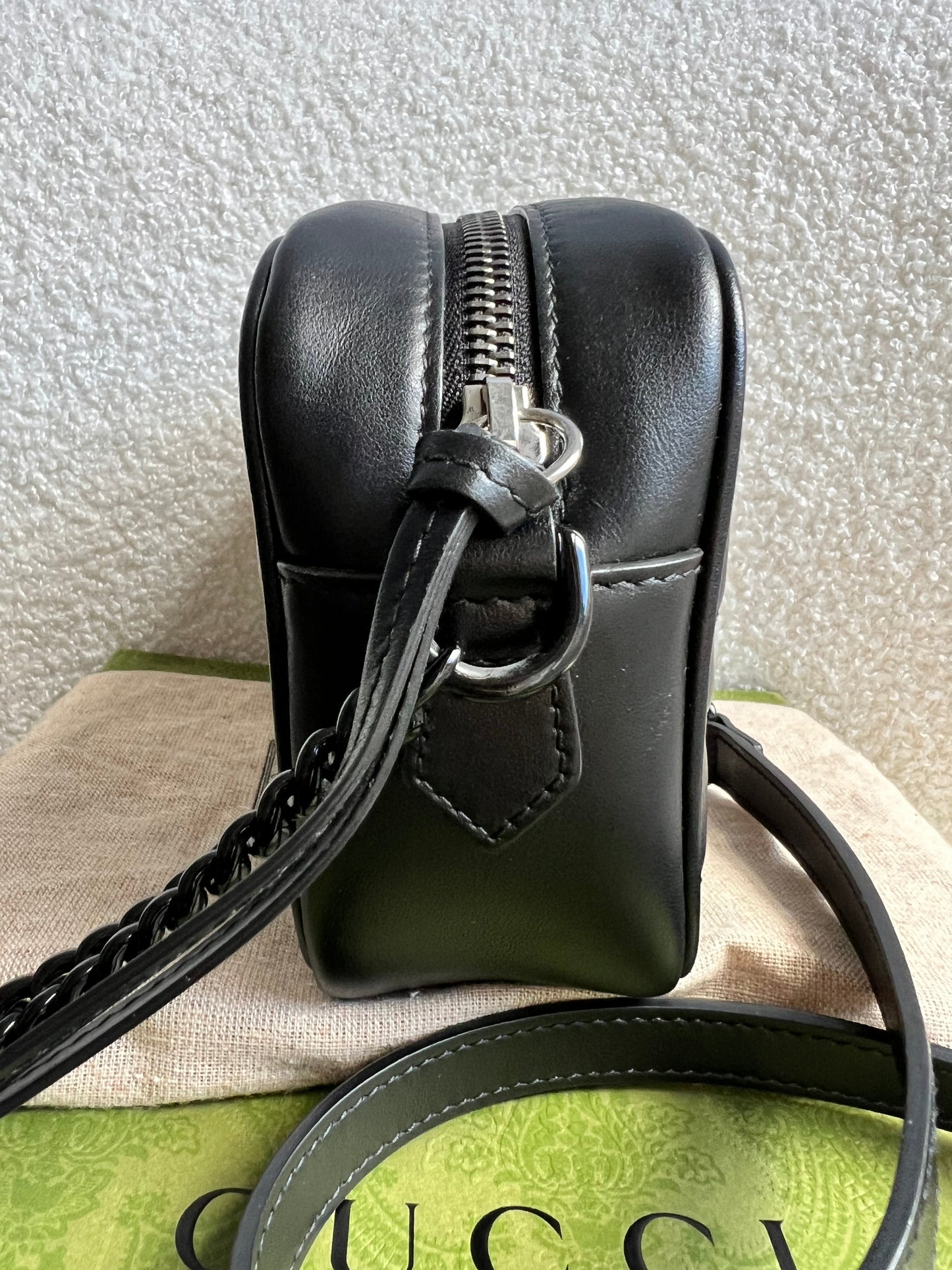 Gucci GG Black on Black Marmont Mini Shoulder Bag (RRP £1,160)