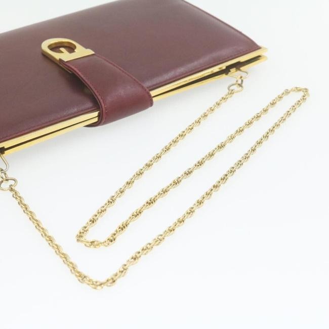 Gucci Clutch W Two Bagclutch Removable Chain Strap Dark Red Leathergold Shoulder Bag