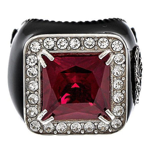 Gucci GG Crystal-embellished Signet Ring in Red