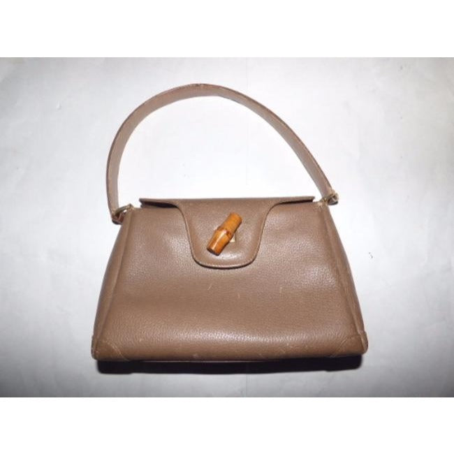 Gucci Daily Top Handle W Bamboo Clasp Brown Leather Shoulder Bag