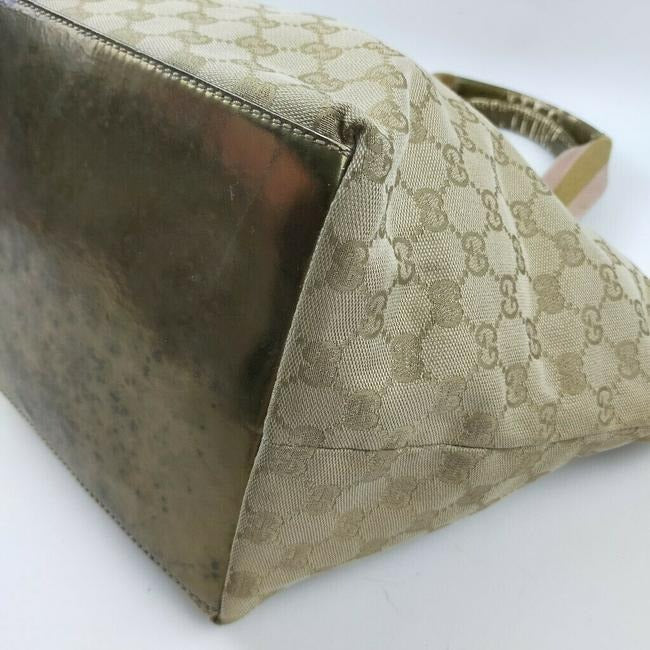 Gucci Gg Supreme Guccissima Canvas Leather With Sherry Stripe Straps Tan G Print Pink Bronze