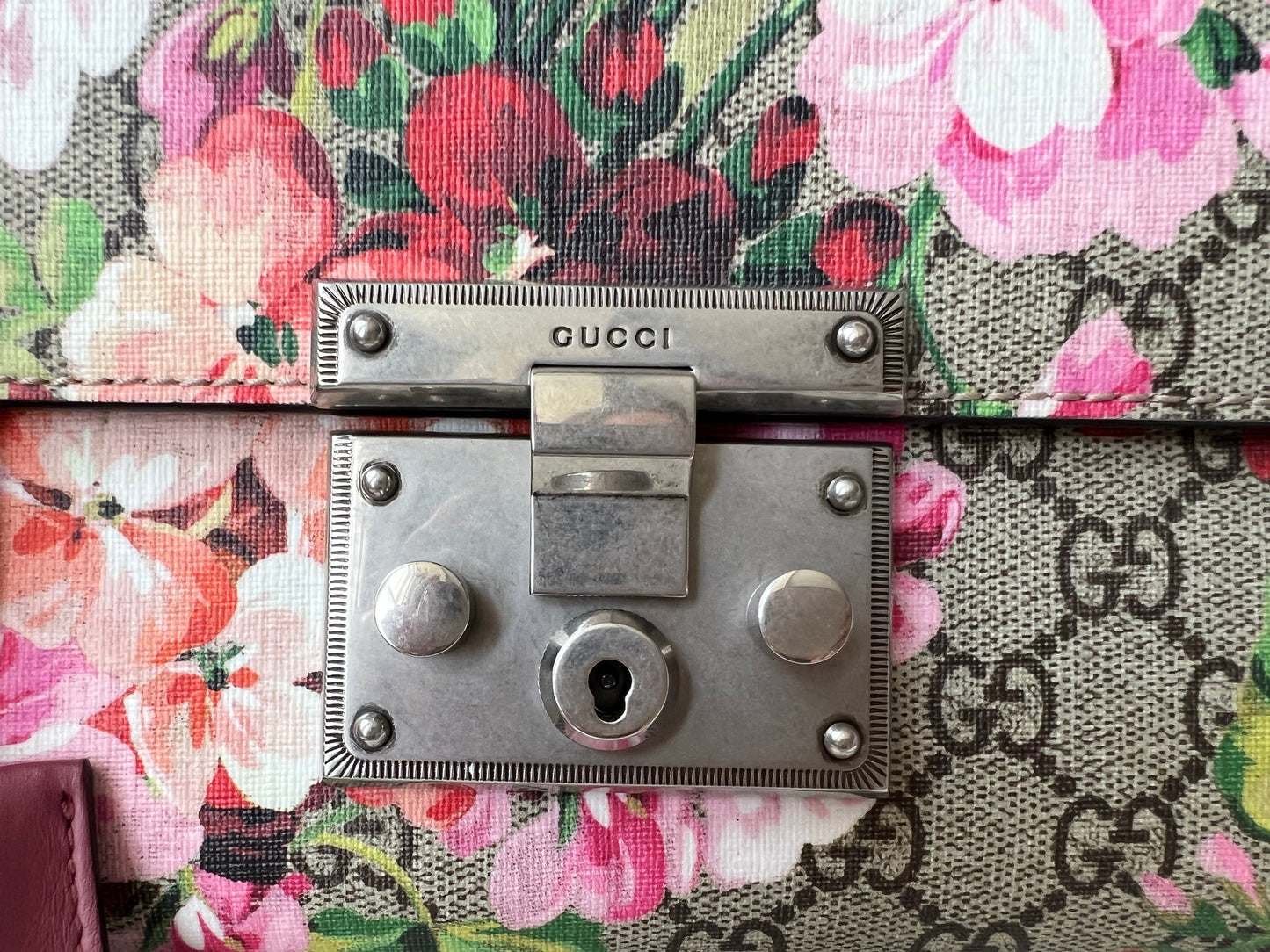 Gucci Small Padlock Blooms GG Supreme Bag
