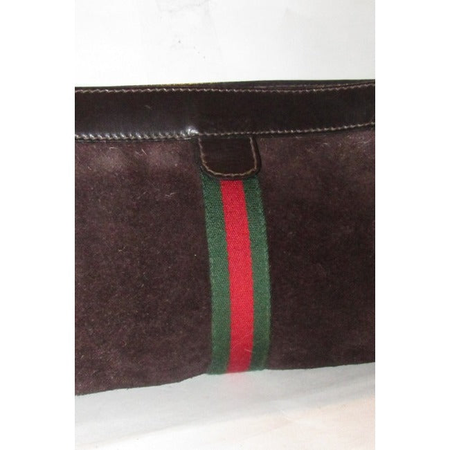 Gucci Vintage Accessory Collection Pursesdesigner Purses Brown Suede And Leather Clutch
