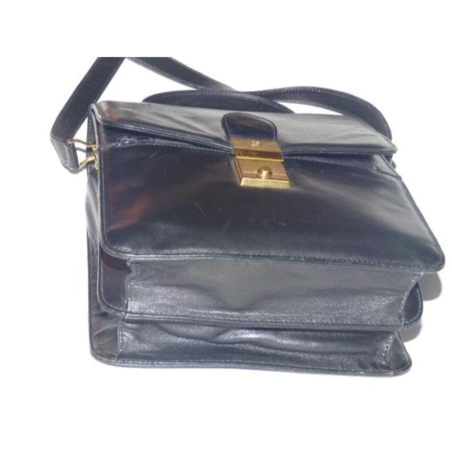 Gucci Padlock Bag Two Way Top Handle With Strap Black Leather Satchel
