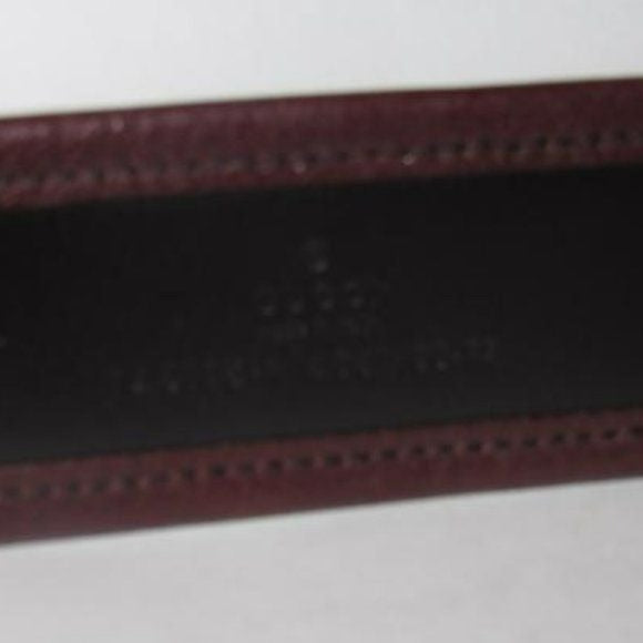 Gucci Brown Leather & Burgundy Velvet Belt w Brass Equestrian Buckle